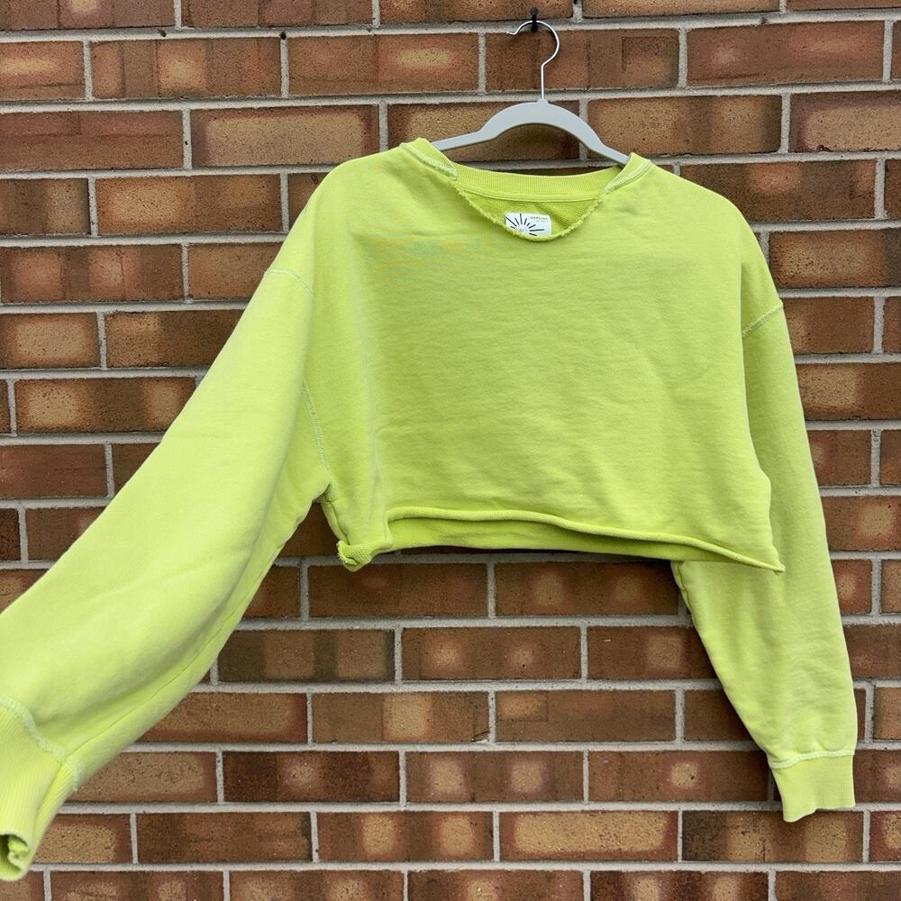 Aerie Offline Lime Green Cropped Sweatshirt Sz XS